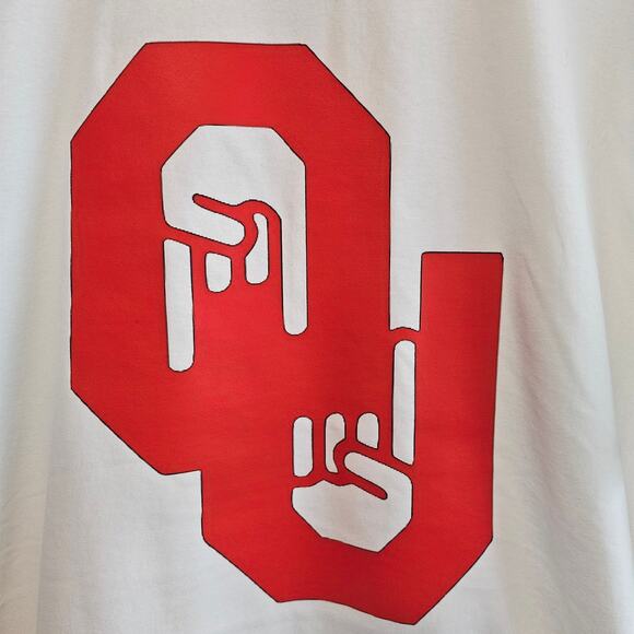Oklahoma University OU T-Shirt Mens Large White Red Only One Horns Down Sooners - Picture 2 of 8